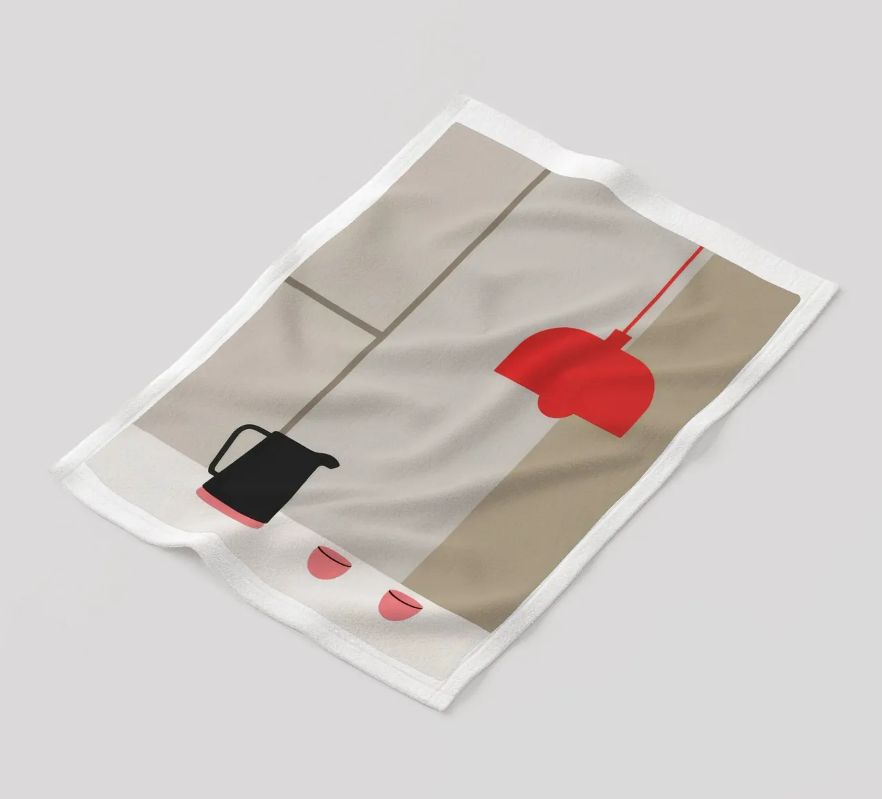 Lampada rossa minimalista coperta in pile da Tiga Bersama