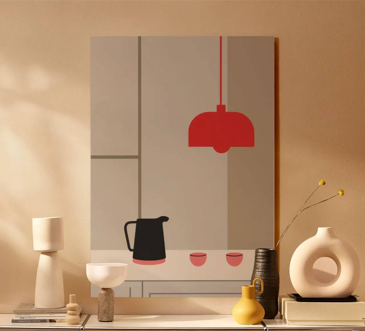 Lampada rossa minimalista plexiglass da Tiga Bersama