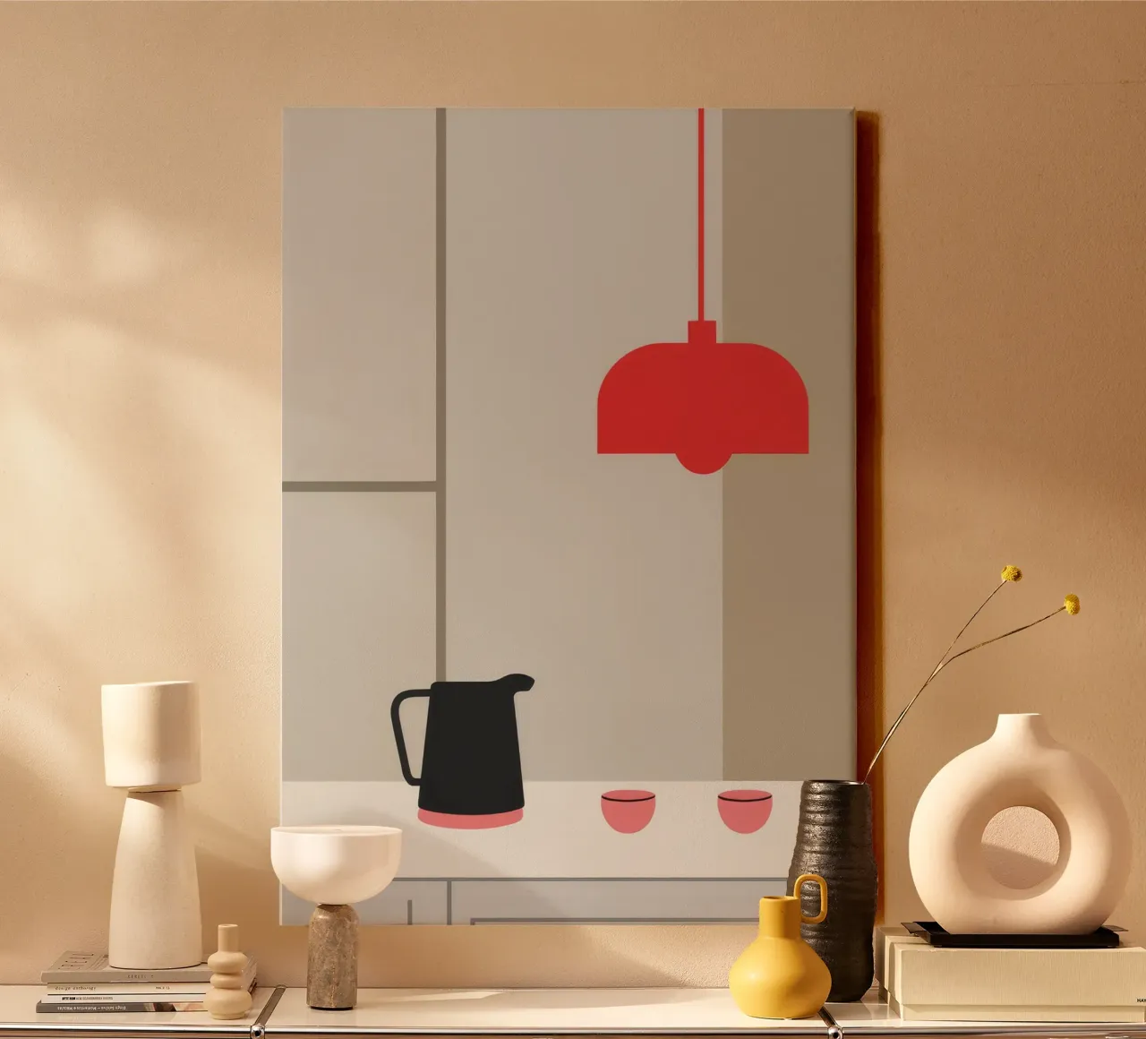 Minimalist Red Lamp canvas by Tiga Bersama