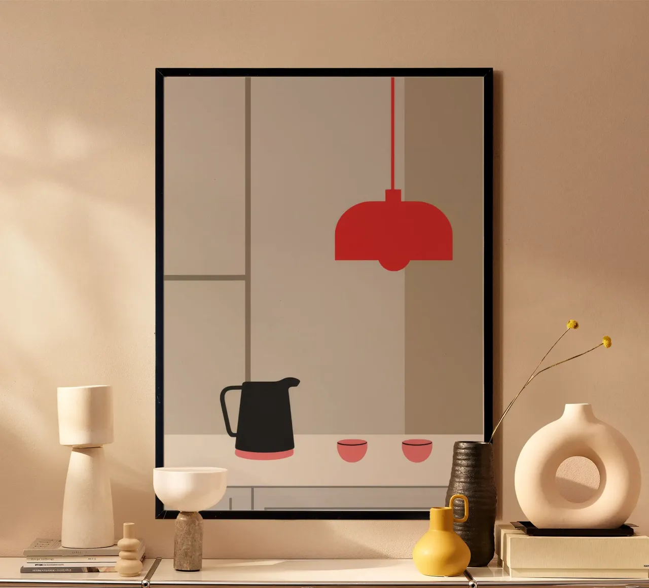 Lampada rossa minimalista carta hahnemühle da Tiga Bersama