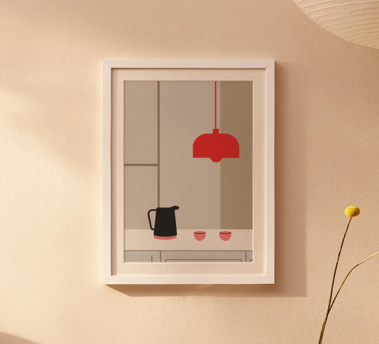 Lampada rossa minimalista carta hahnemühle da Tiga Bersama
