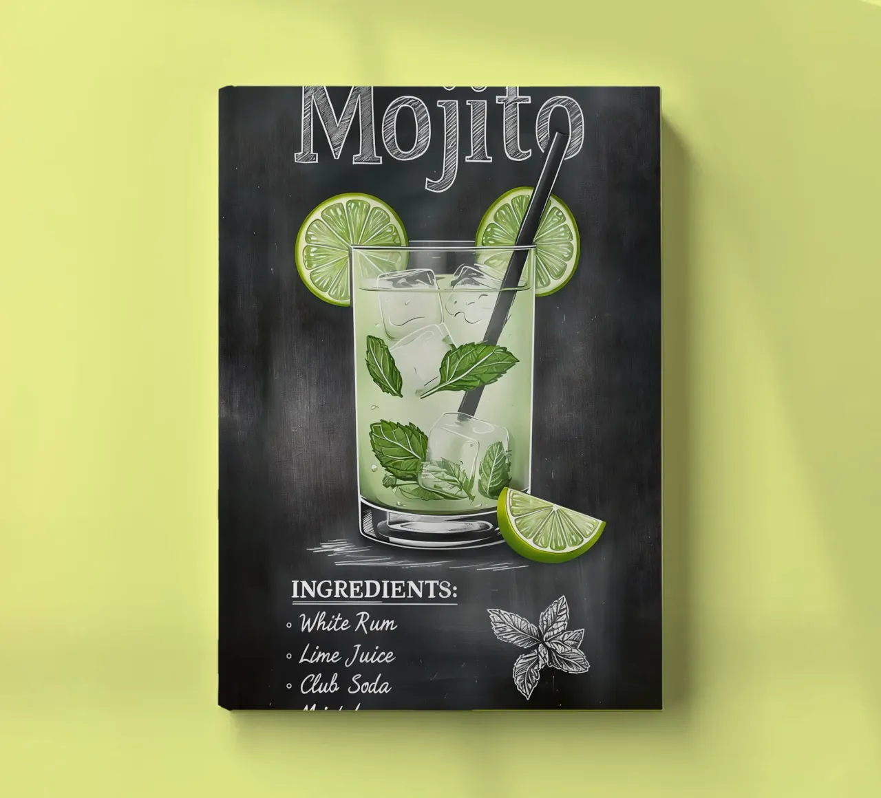 Mojito Cocktail Illustration on Chalkboard notebook by 🥝 KIWI STORE
