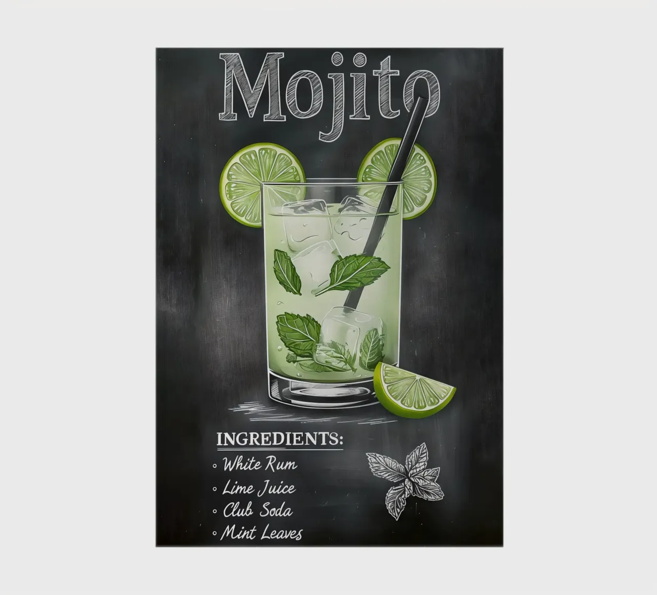 Mojito Cocktail Illustration on Chalkboard notebook by 🥝 KIWI STORE