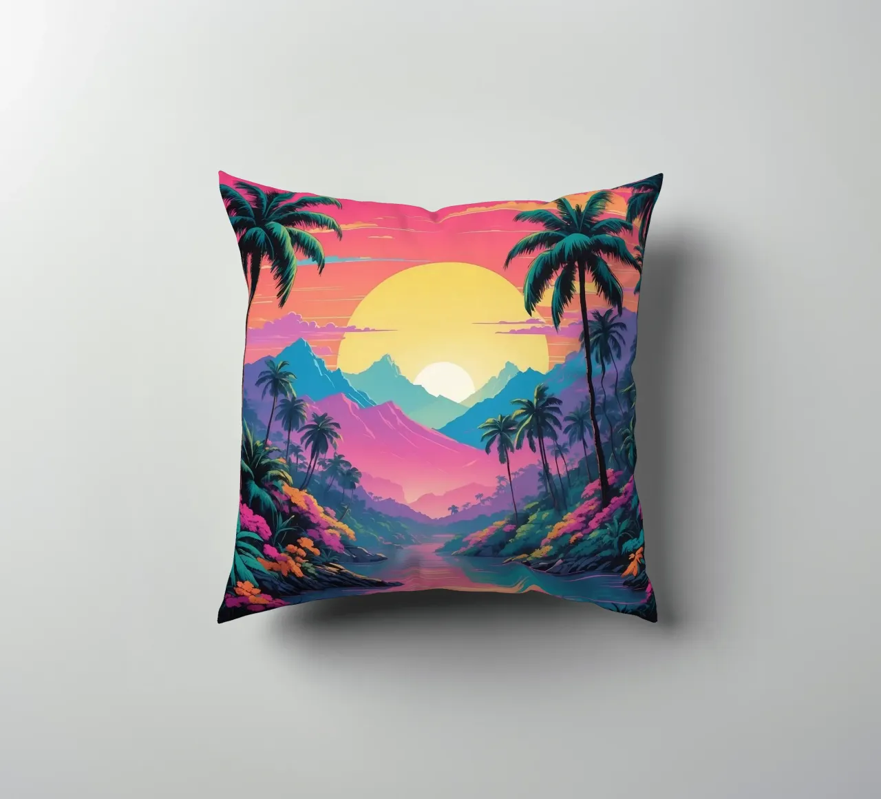 sunset in the forest decorative cushion by van hellen