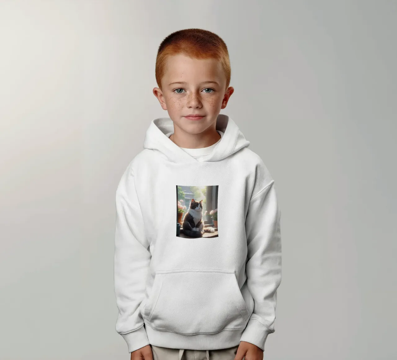 gatto soffice felpa bambino con cappuccio da van hellen