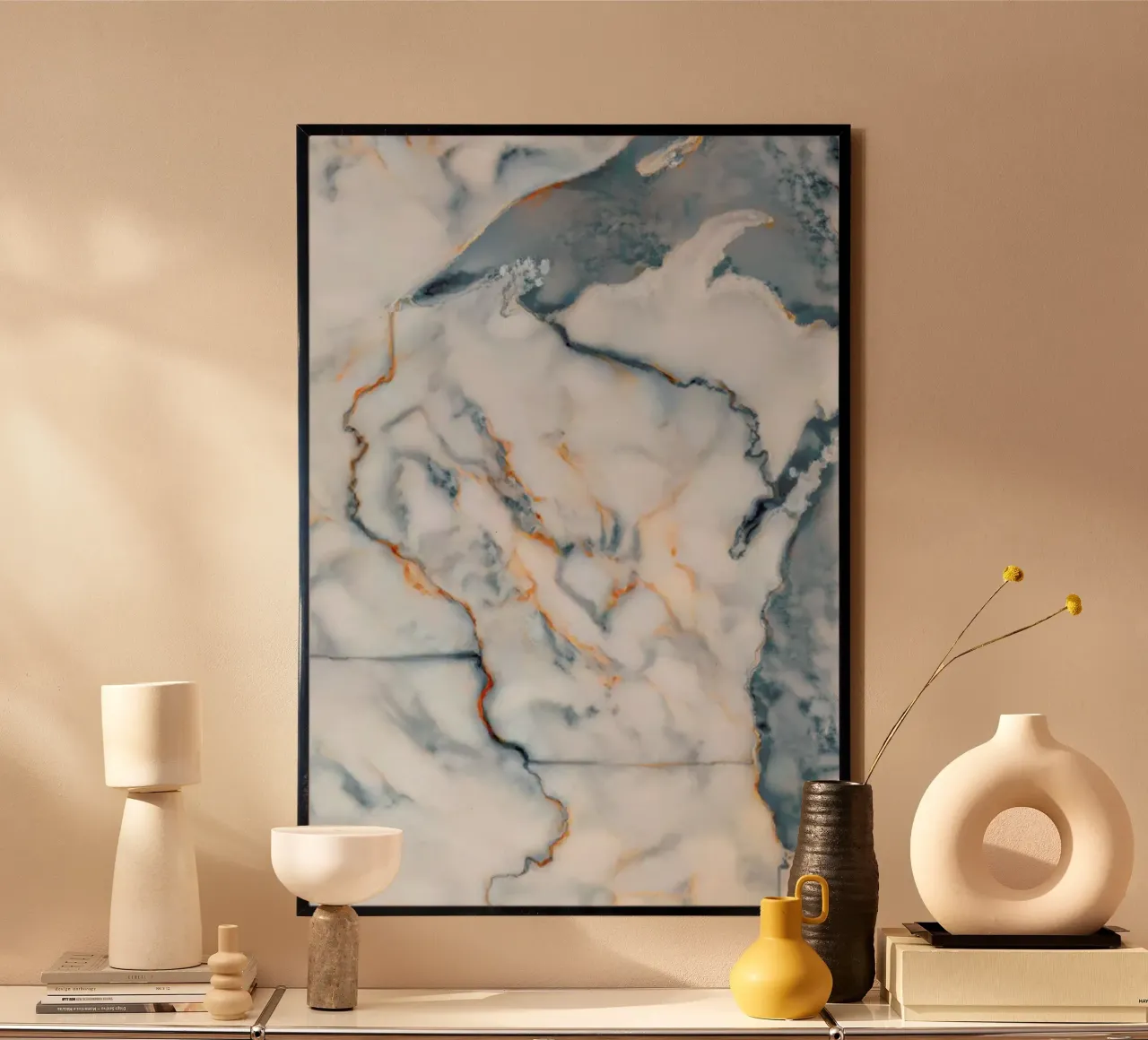 Wisconsin Marble Map poster with aluminum frame by Octavian