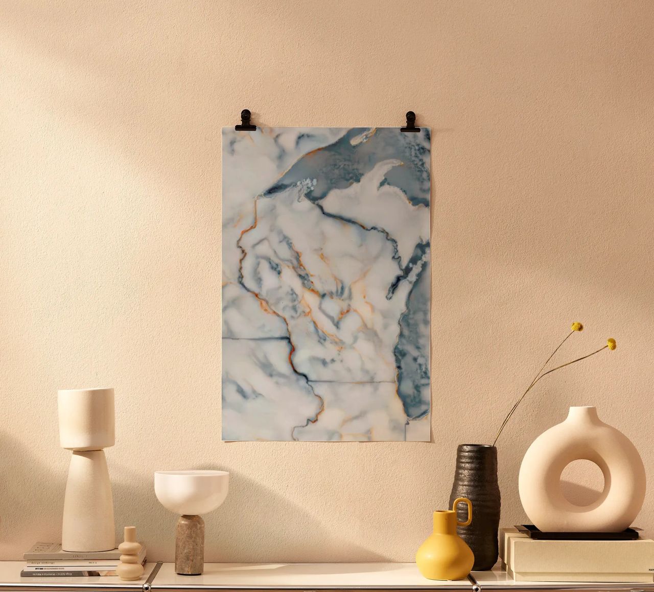 Wisconsin Marble Map poster avec cadre en aluminium de Octavian