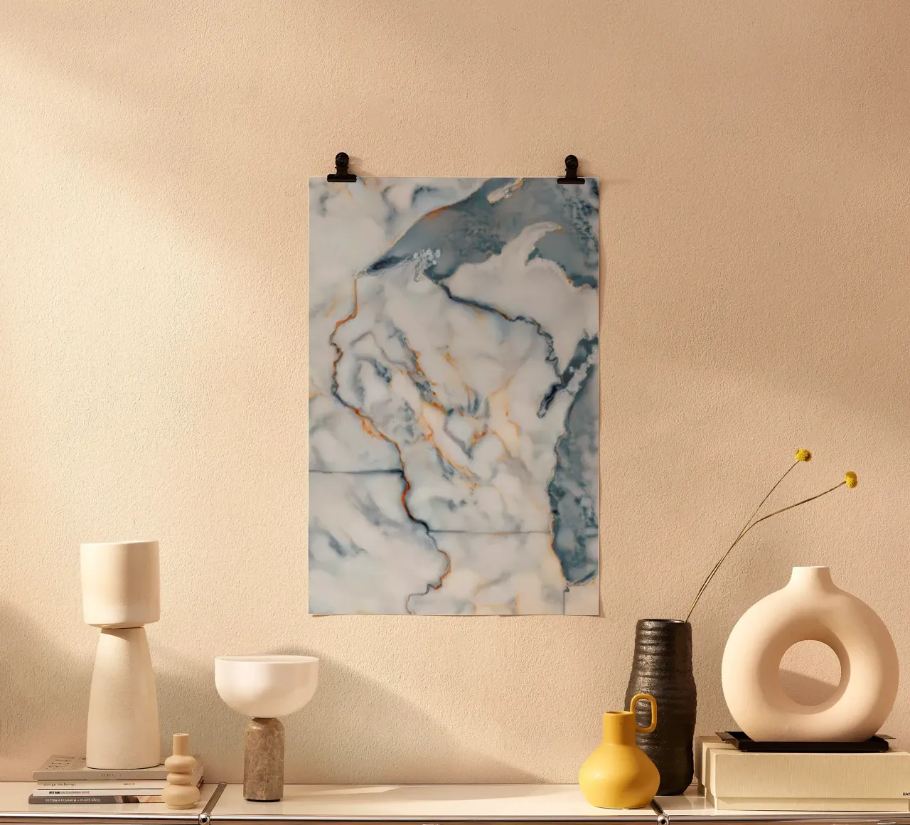 Wisconsin Marble Map poster with aluminum frame by Octavian