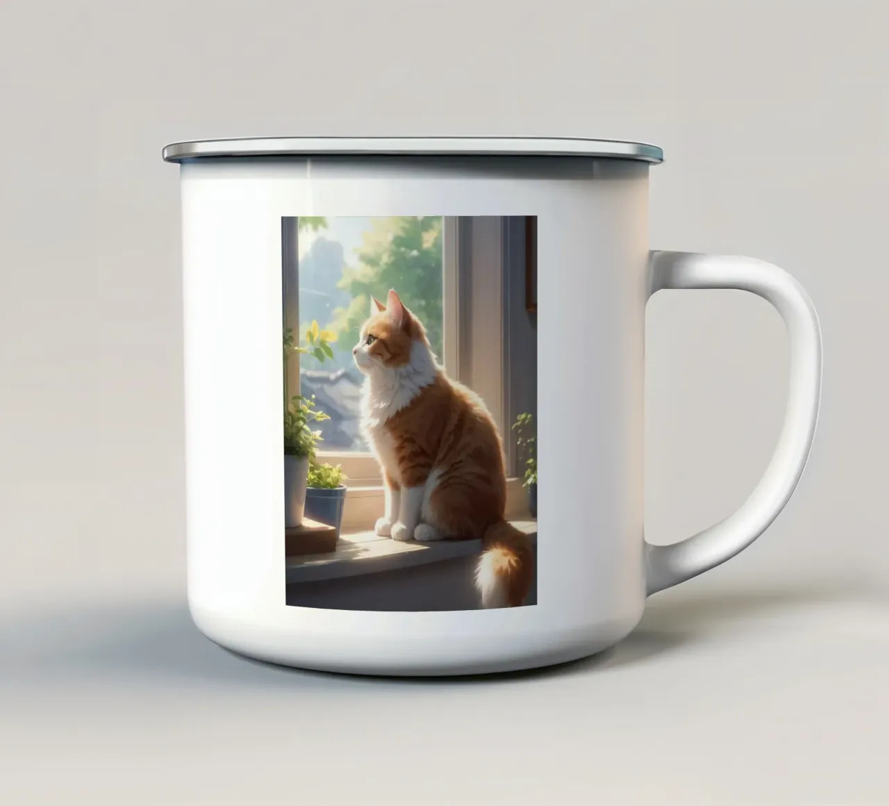gatto soffice tazza in smalto da van hellen