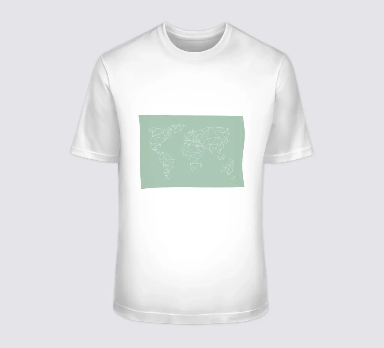 Geometrical World Map Pastel Sage Green t-shirt da Studio Nahili