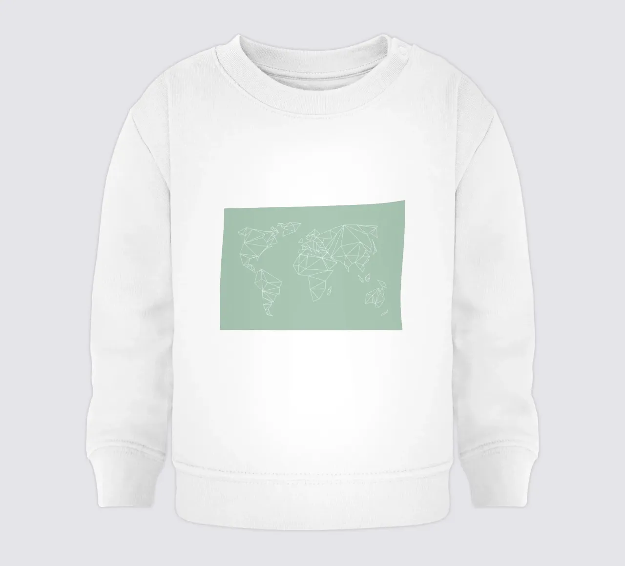 Geometrical World Map Pastel Sage Green felpa neonato da Studio Nahili