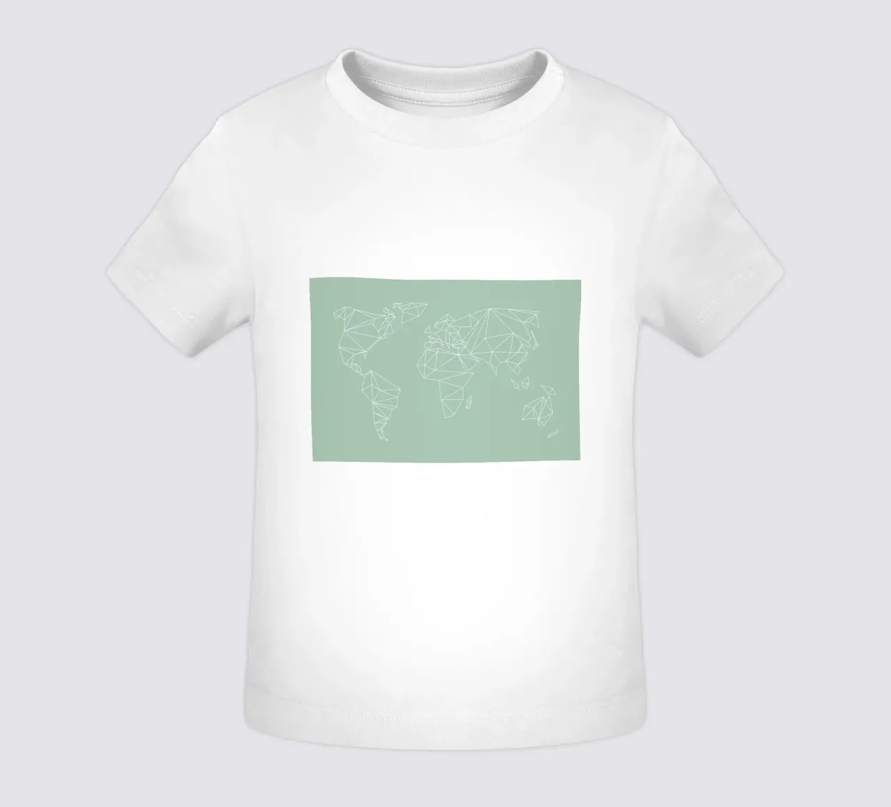 Geometrical World Map Pastel Sage Green maglietta neonato da Studio Nahili