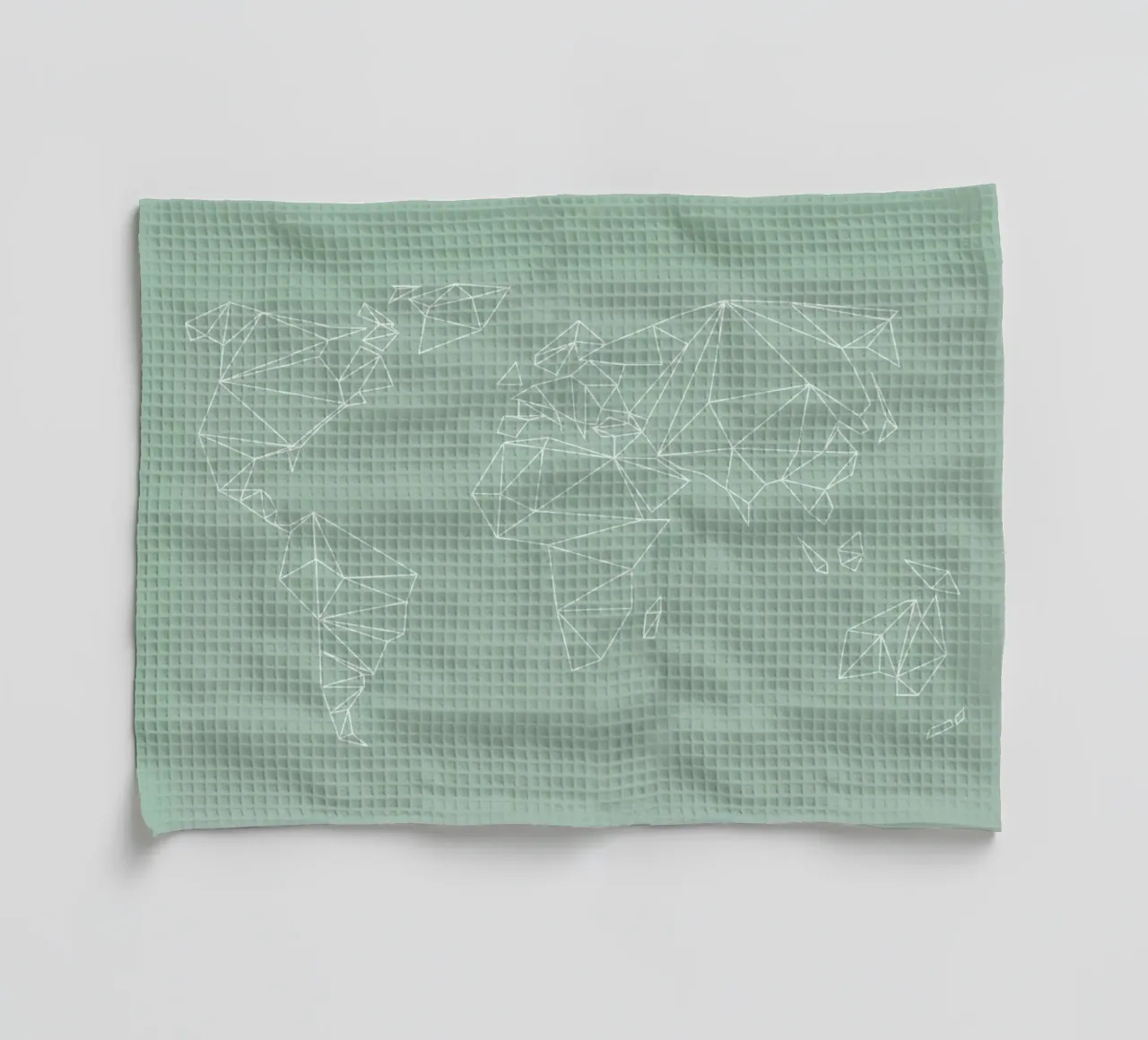 Geometrical World Map Pastel Sage Green canovaccio da cucina da Studio Nahili