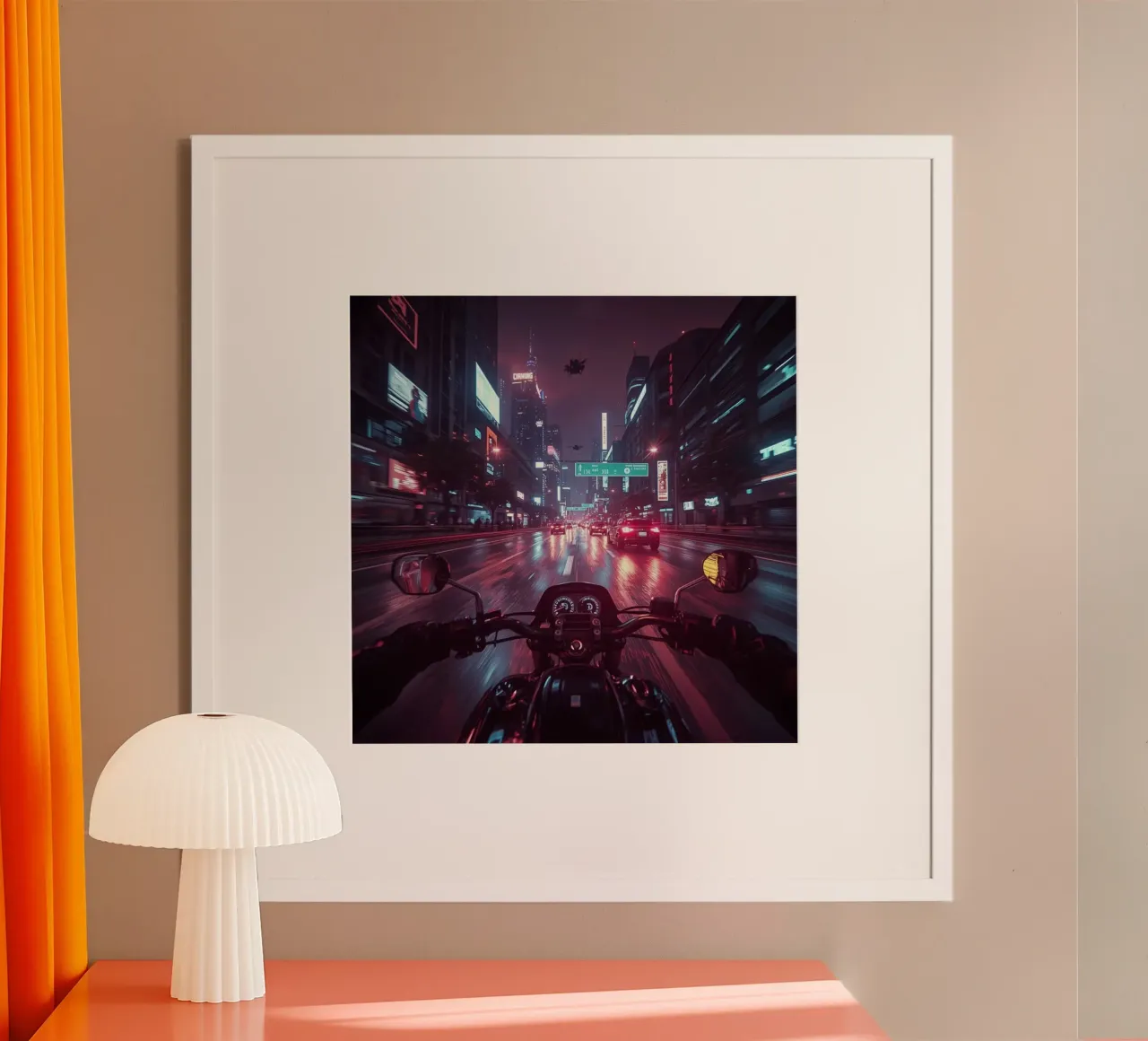 Giro notturno della città al neon poster con telaio in plastica da van hellen