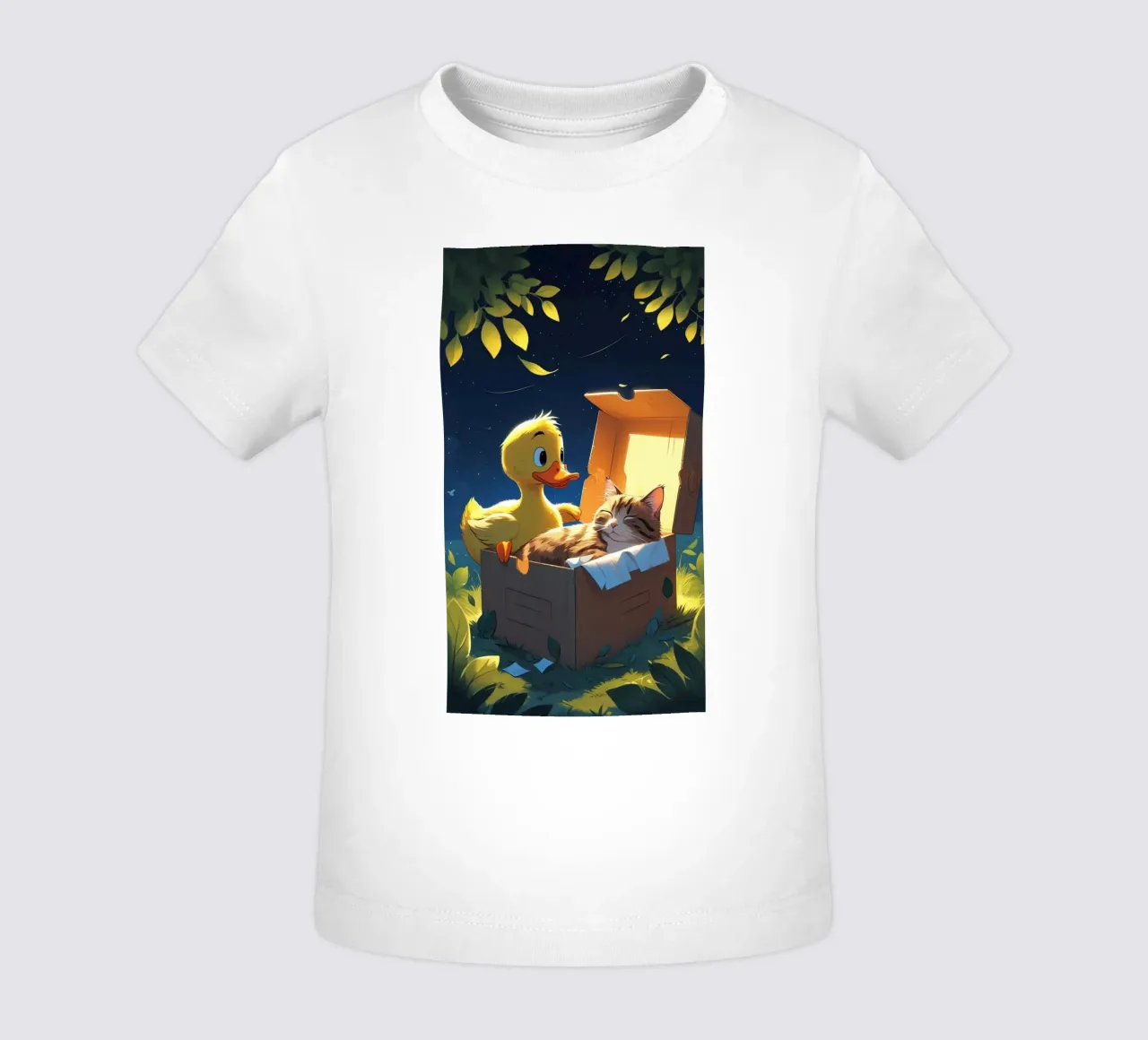yellow duck and cat baby t-shirt by van hellen