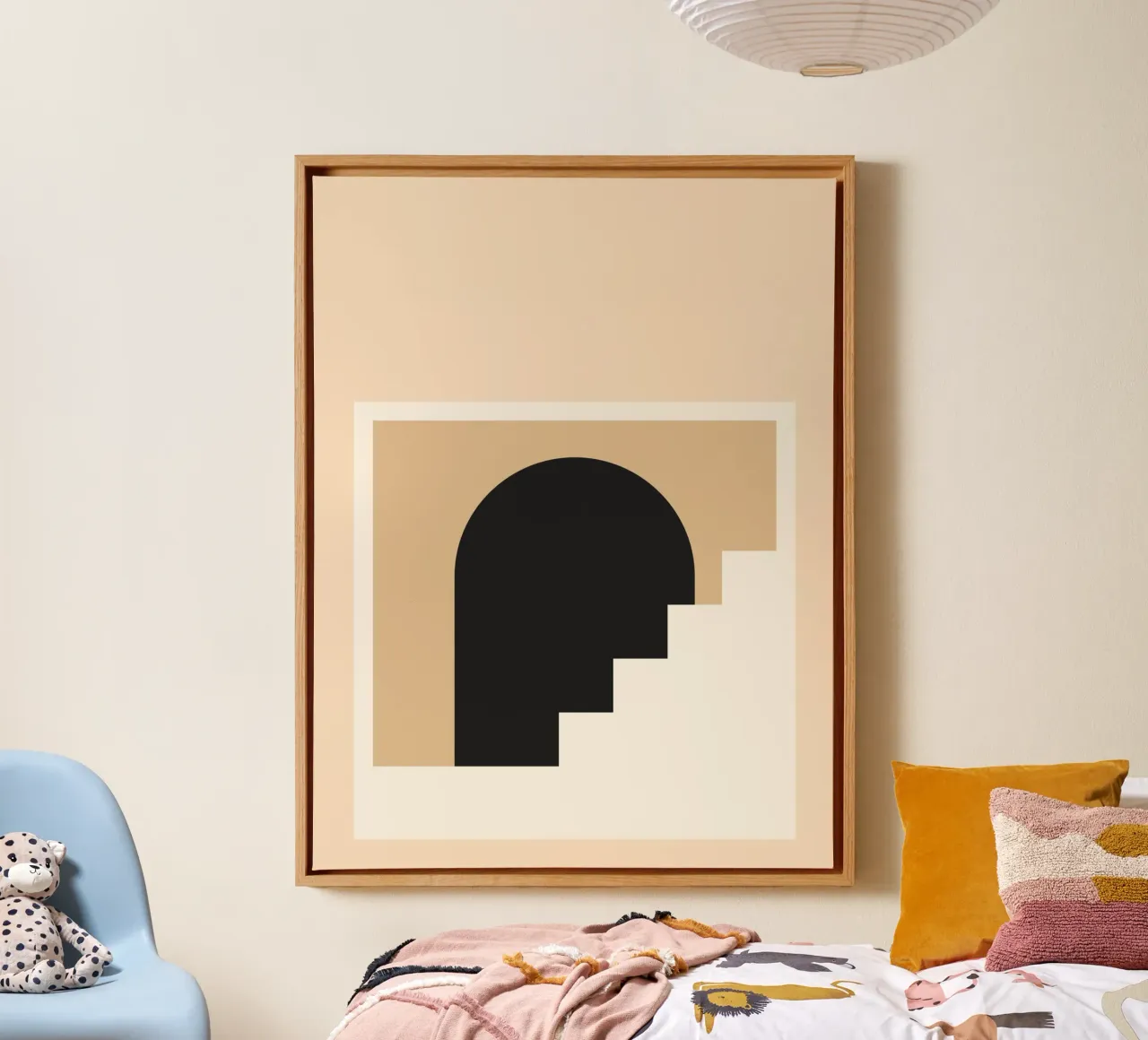 Bauhaus Stairway - Abstract architecture canvas with Floater frame by Casa Calm