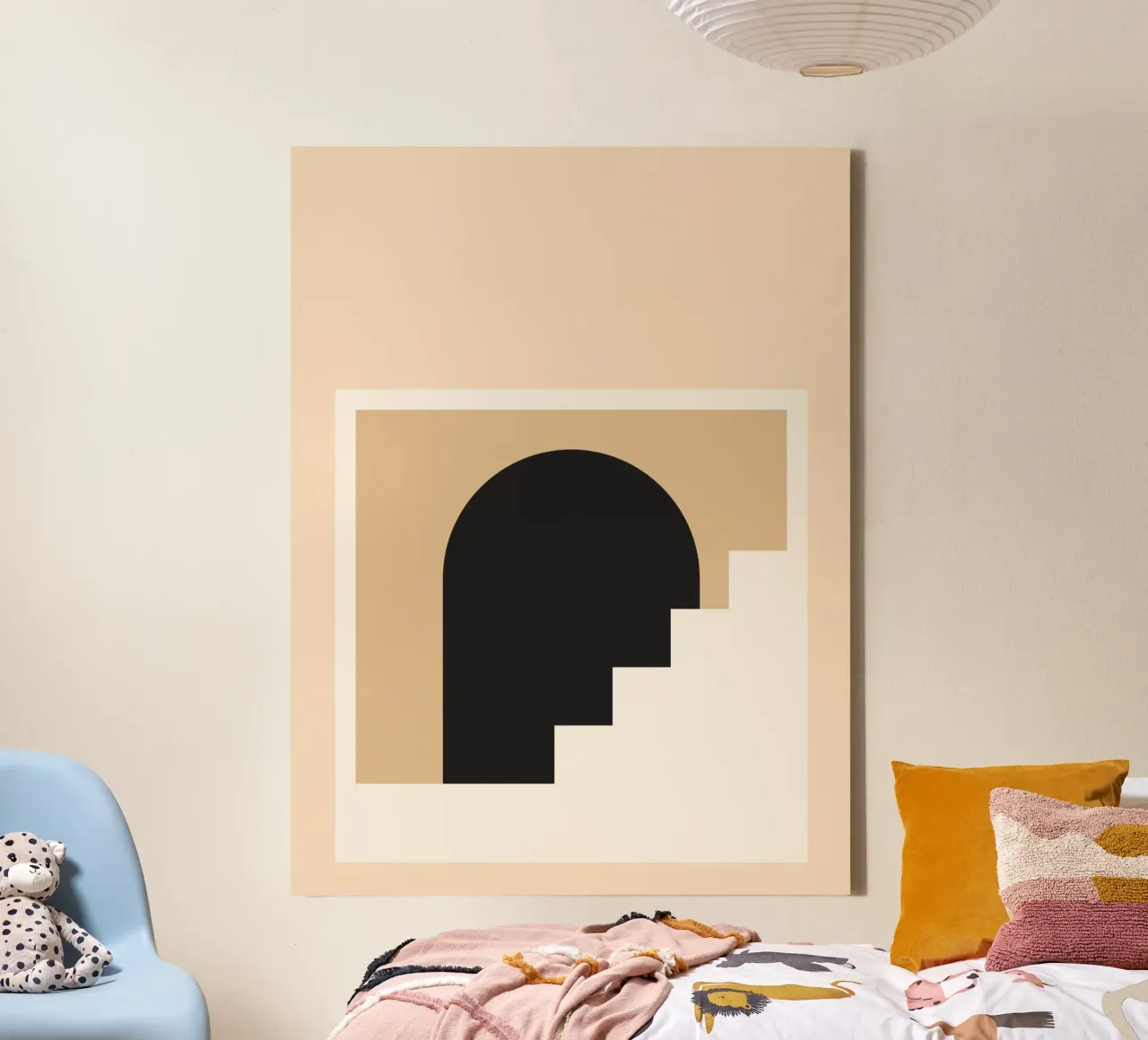 Bauhaus Stairway - Abstract architecture canvas with Floater frame by Casa Calm