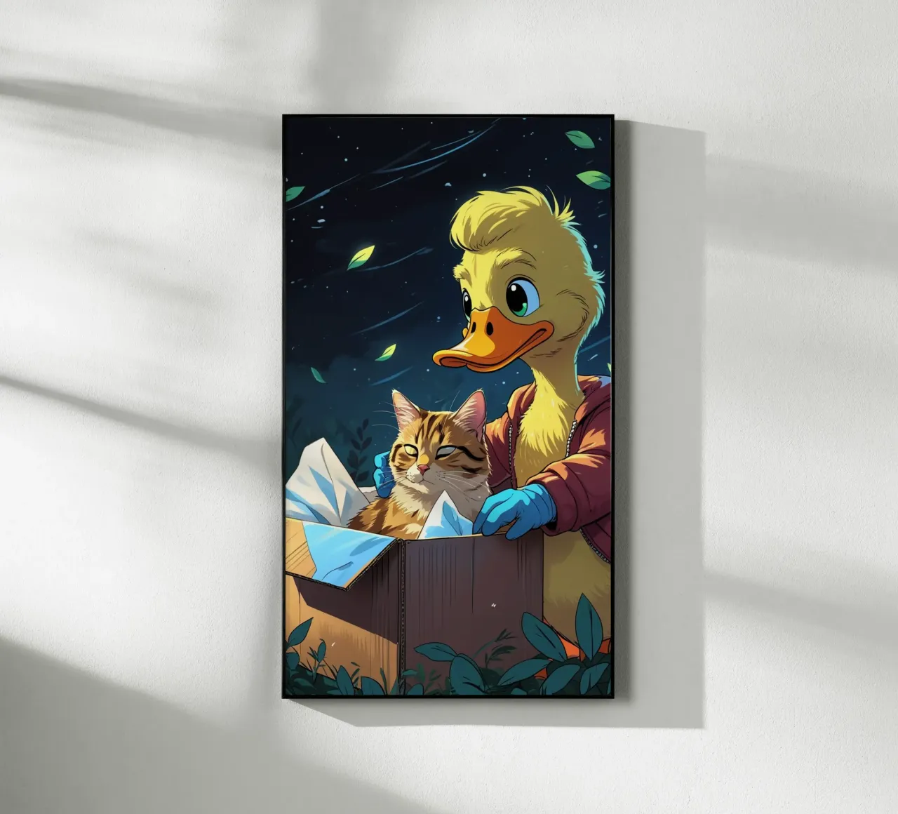yellow duck and cat acrylic glass by van hellen