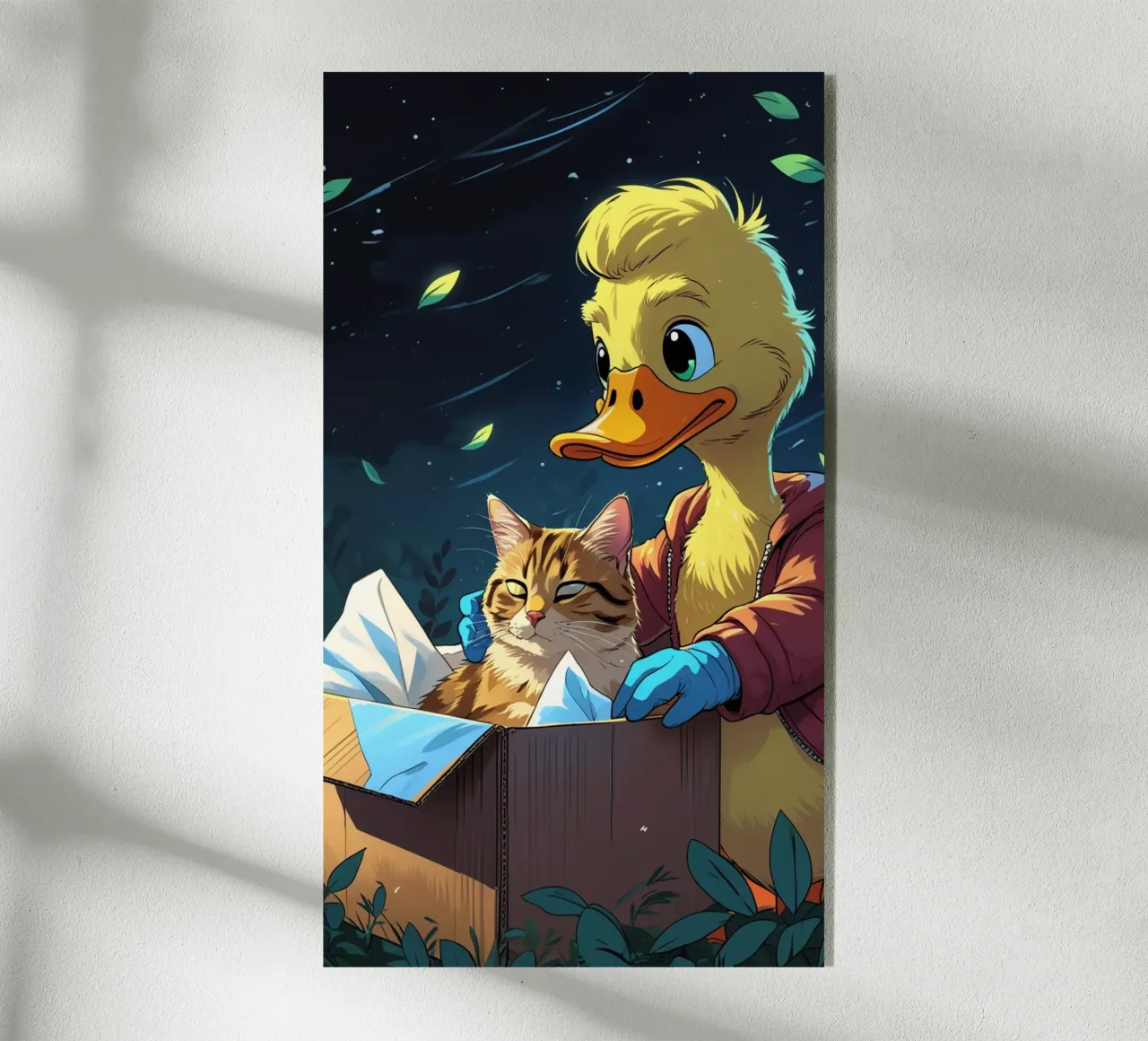 yellow duck and cat acrylic glass by van hellen