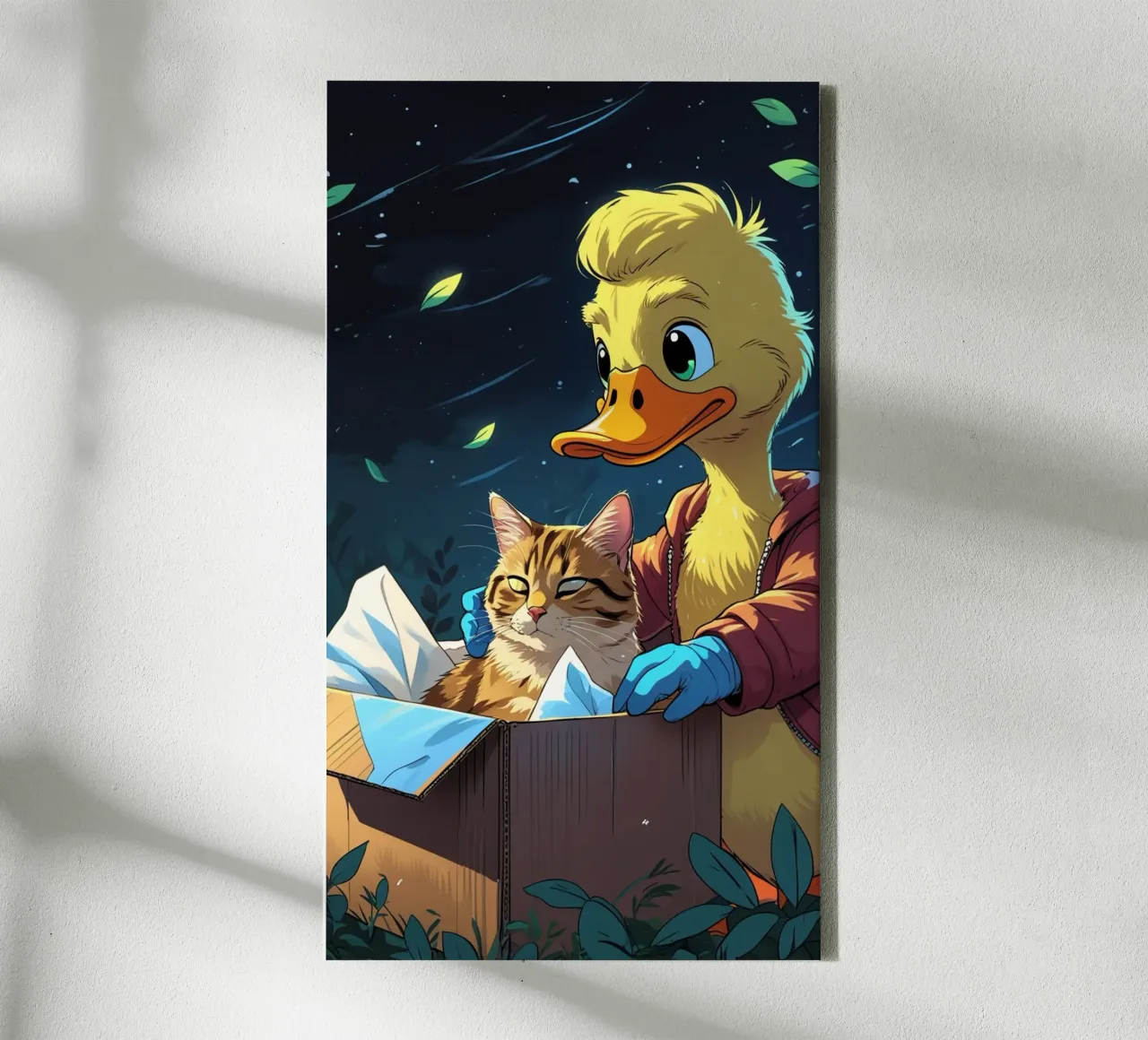 yellow duck and cat canvas by van hellen