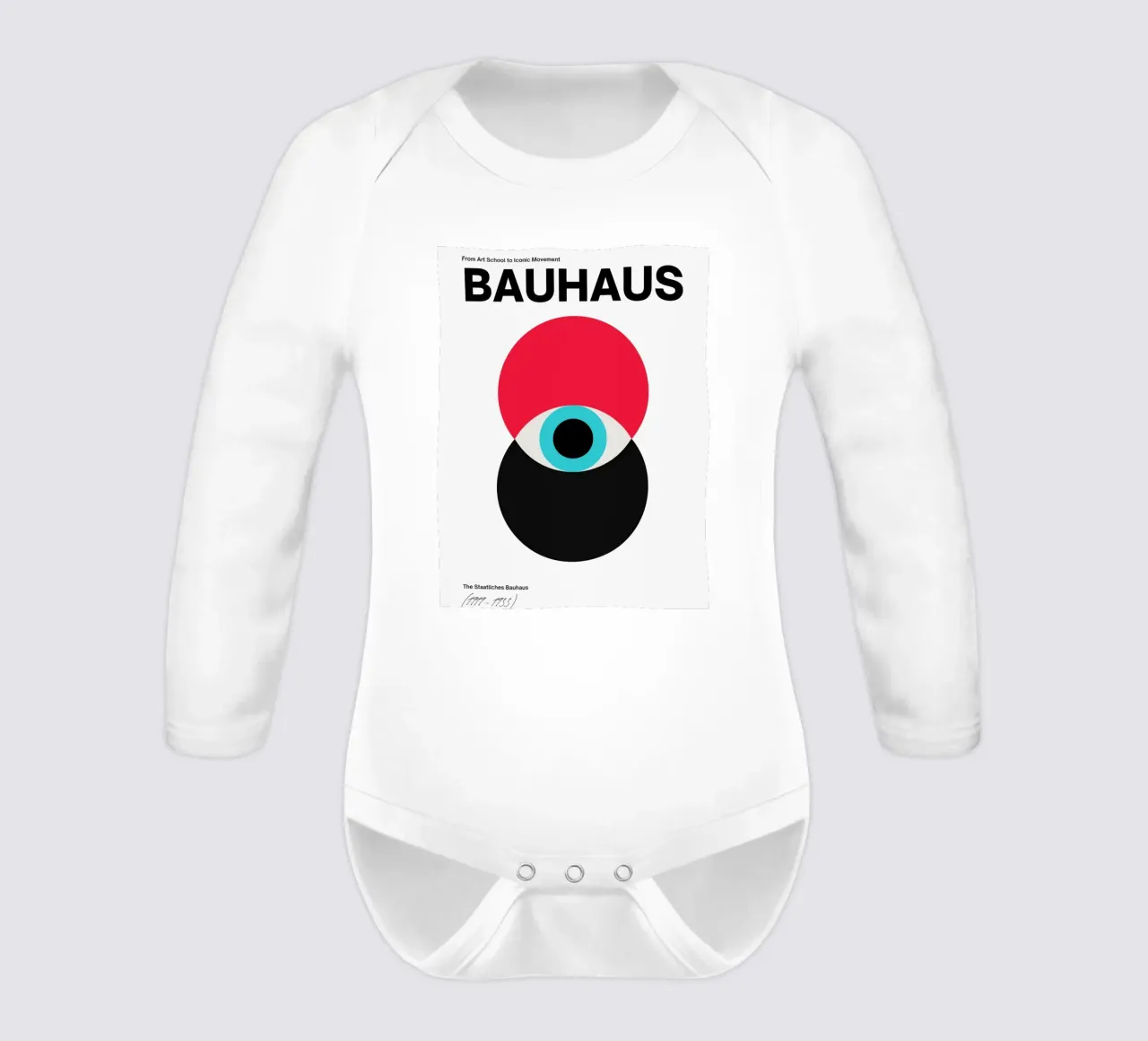 Bauhaus Eye - Geometric composition long-sleeve baby romper by Casa Calm