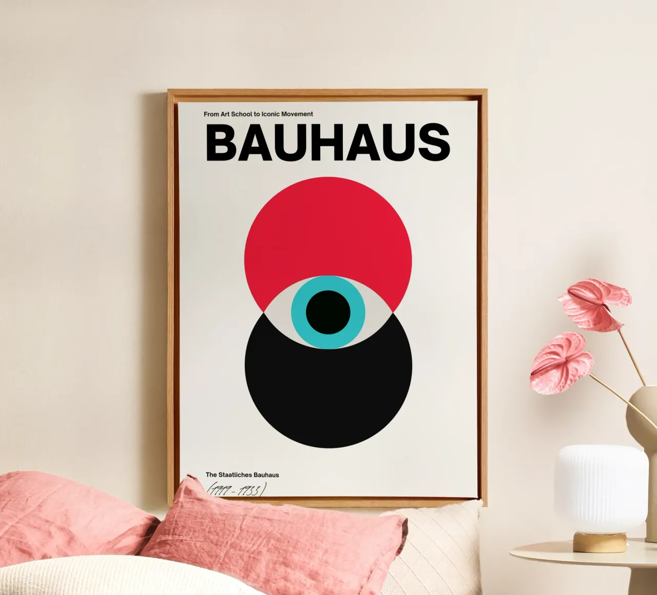Bauhaus oog - Geometrische compositie canvas met Baklijst van Casa Calm