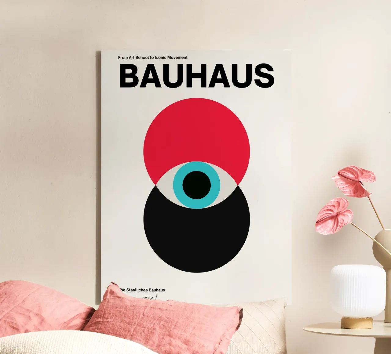Bauhaus oog - Geometrische compositie canvas met Baklijst van Casa Calm