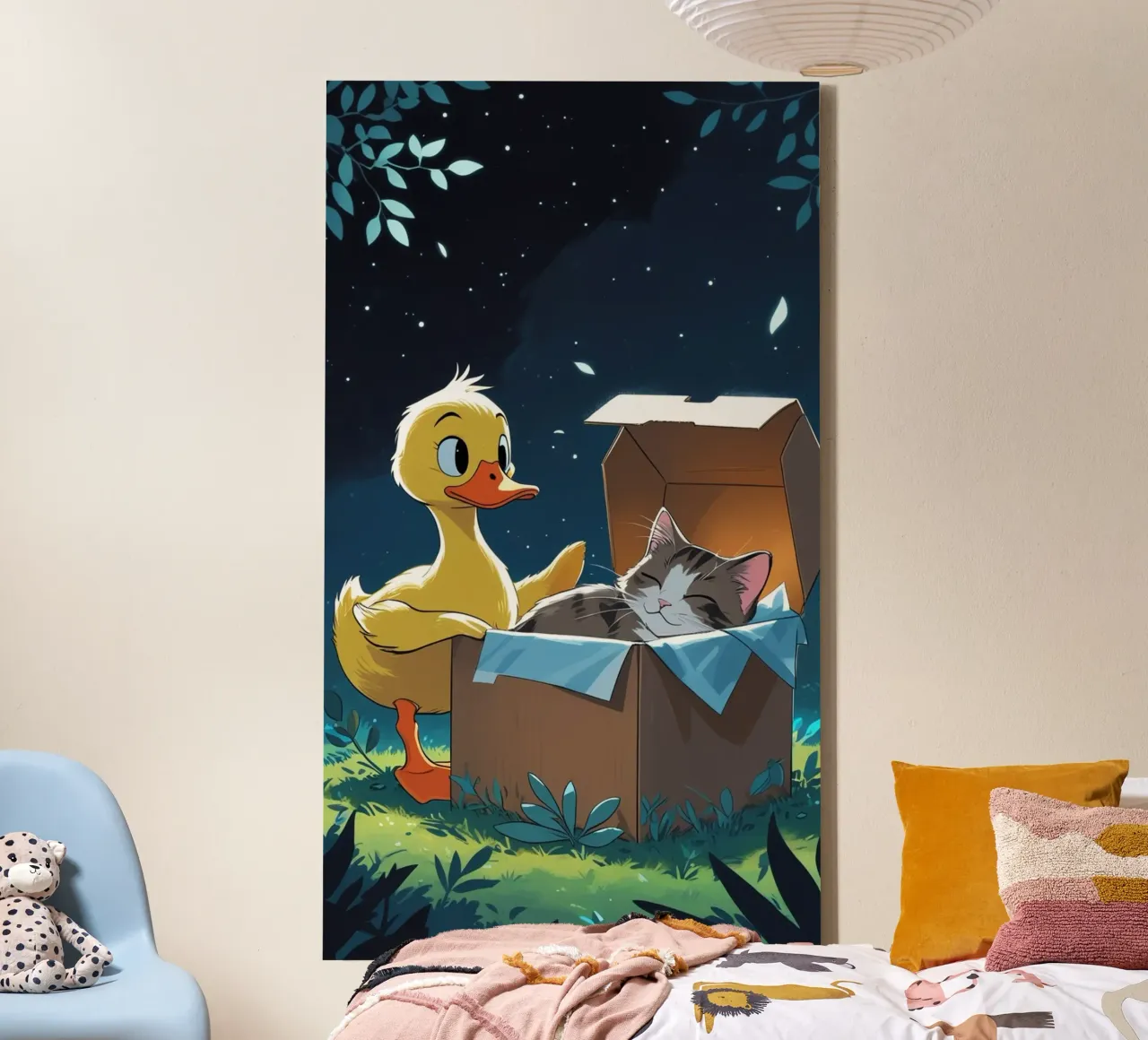yellow duck and cat canvas by van hellen