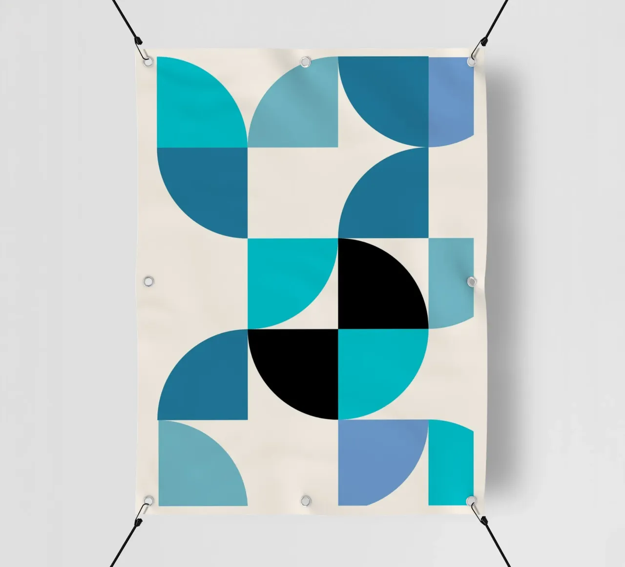 Bauhaus Pattern - Poster geometrico blu turchese telo in pvc da Casa Calm