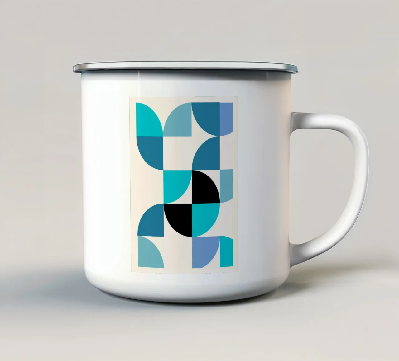 Bauhaus Pattern - Poster geometrico blu turchese tazza in smalto da Casa Calm