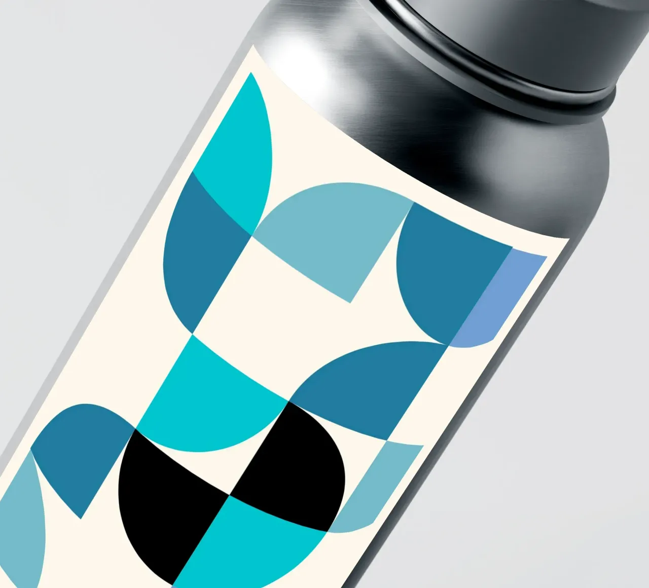 Bauhaus Patroon - Blauw Turquoise Geometrie Poster sticker van Casa Calm