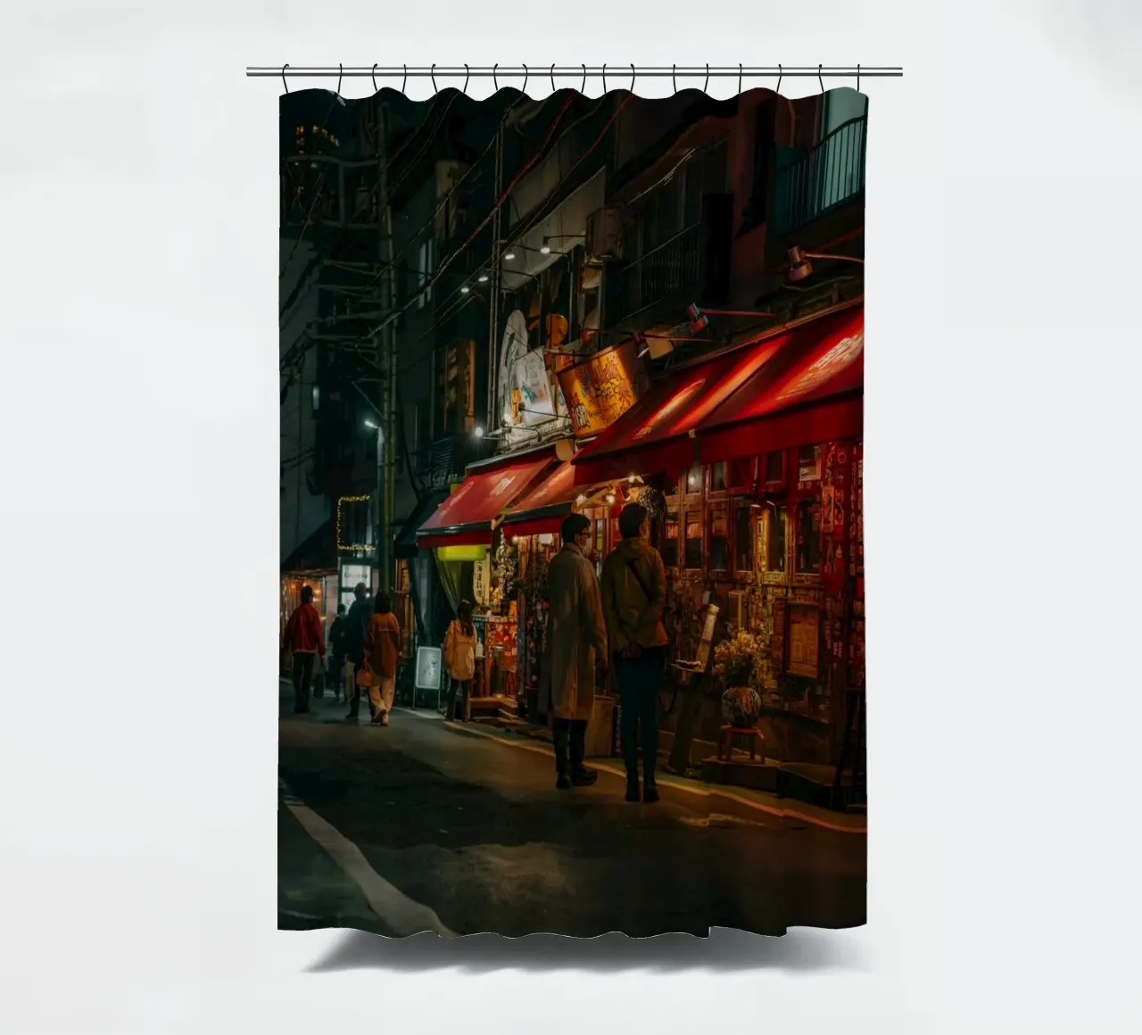 Tokyo night street scene shower curtain by Marcel Bisig