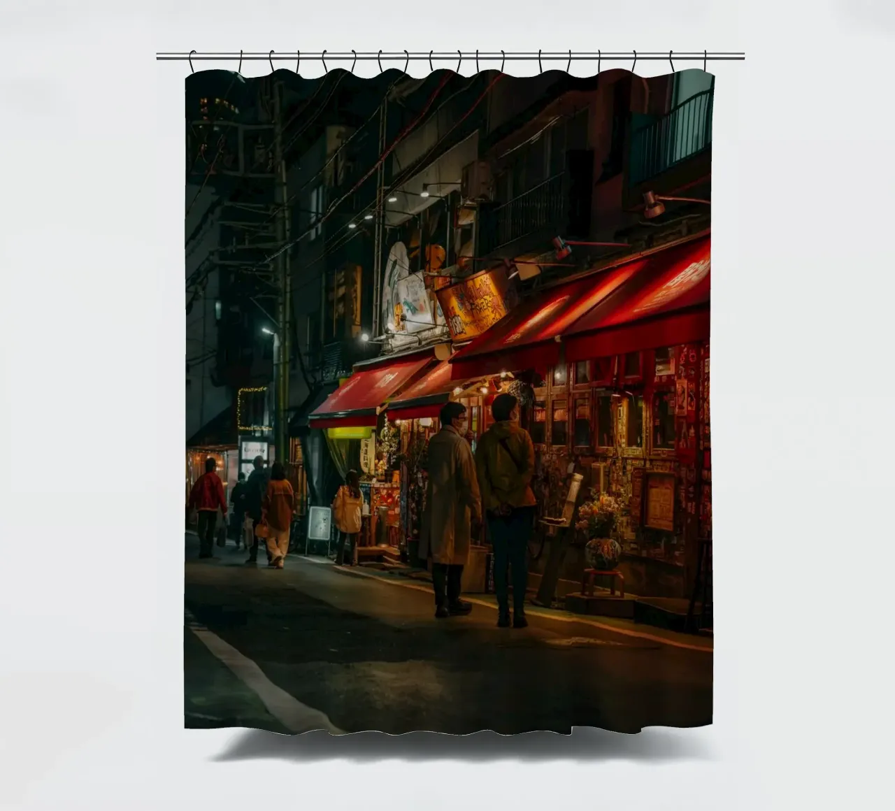 Tokyo night street scene shower curtain by Marcel Bisig