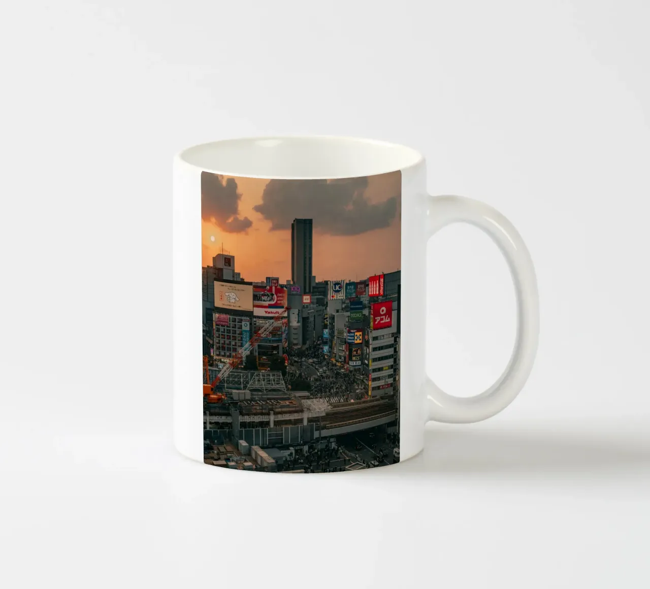 Tokyo Sunset from Shibuya ceramic mug by Marcel Bisig
