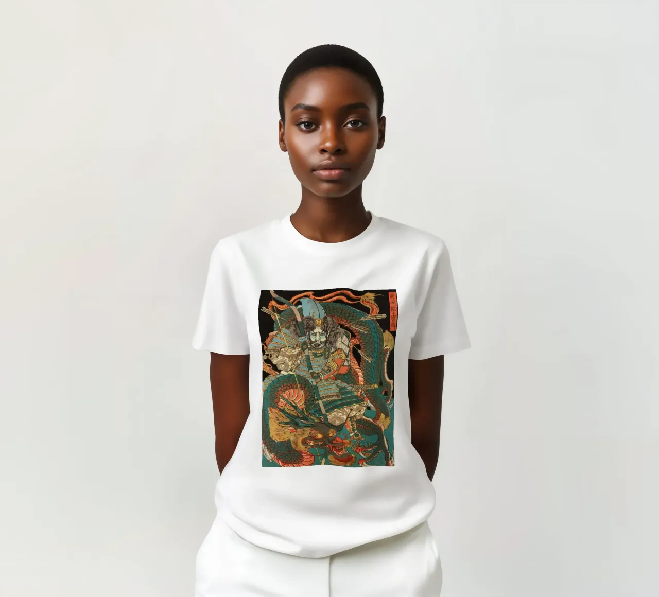 Samurai Riding Dragon - Vintage Japanese Ukiyo-e t-shirt by Masterpieces Of Japanese Art