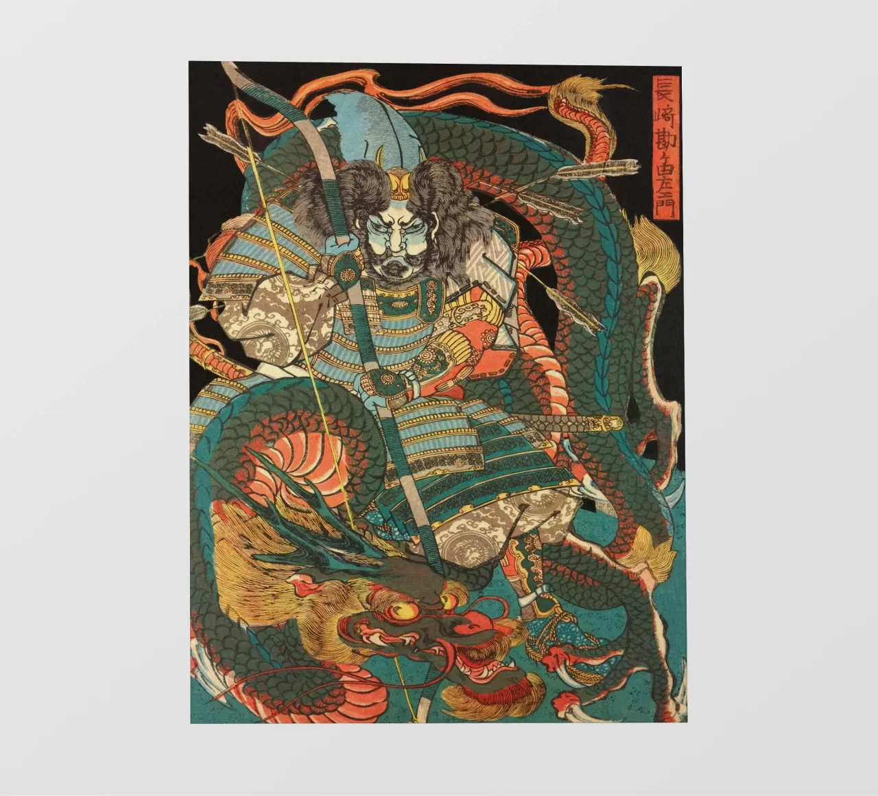 Samurai a cavallo del drago - Ukiyo-e giapponese d'epoca pellicola backlit da Masterpieces Of Japanese Art