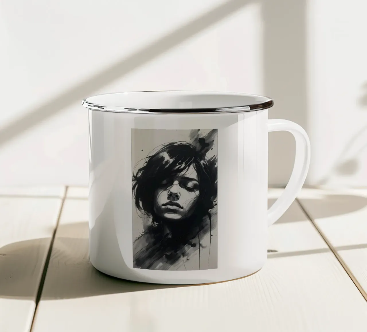 donna astratta tazza in smalto da van hellen