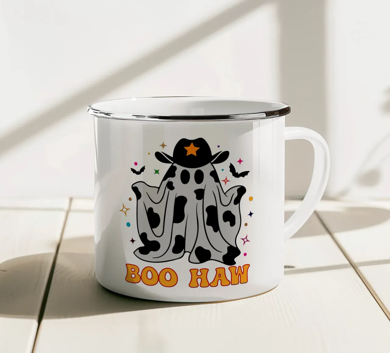 boo haw funny halloween tazza in smalto da ersanim