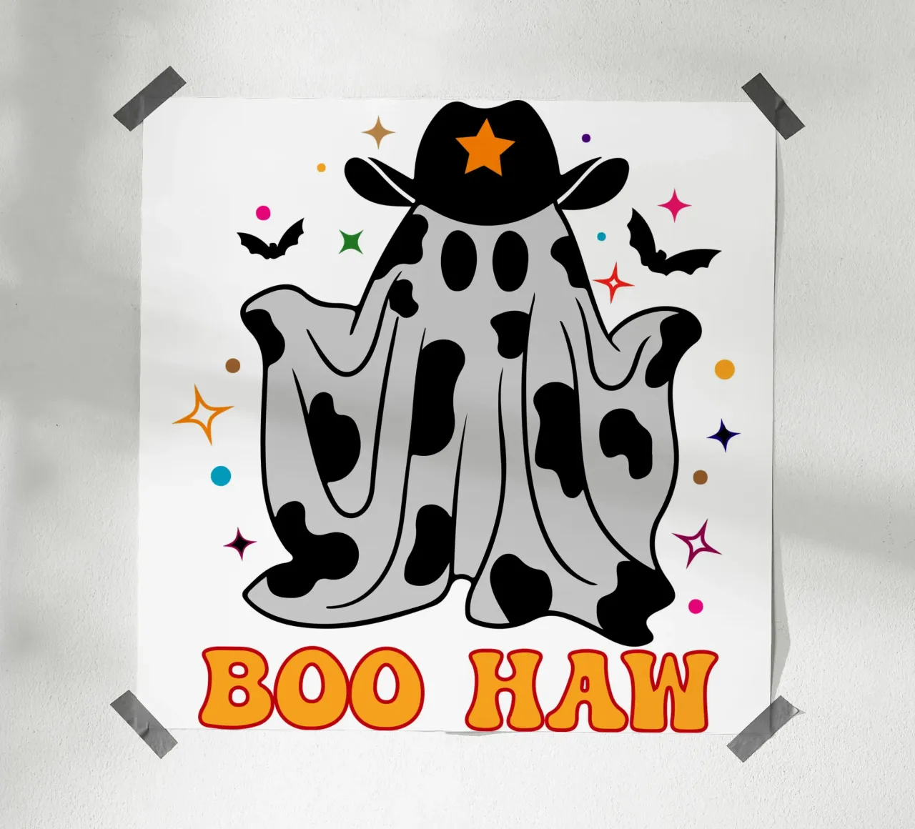 boo haw funny halloween poster con telaio in legno da ersanim