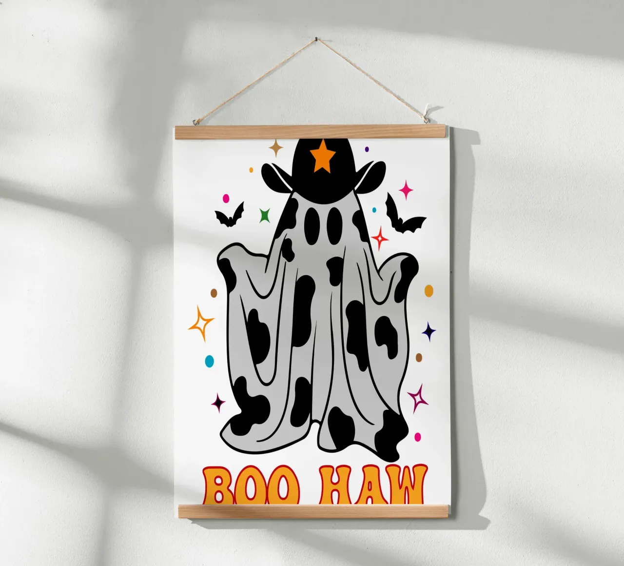 boo haw funny halloween poster con telaio in legno da ersanim