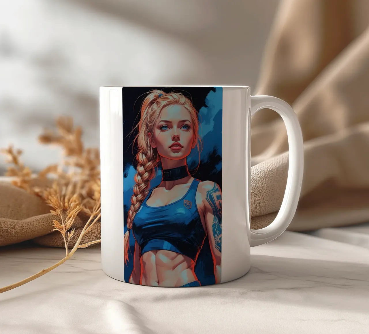 anime woman ceramic mug by van hellen