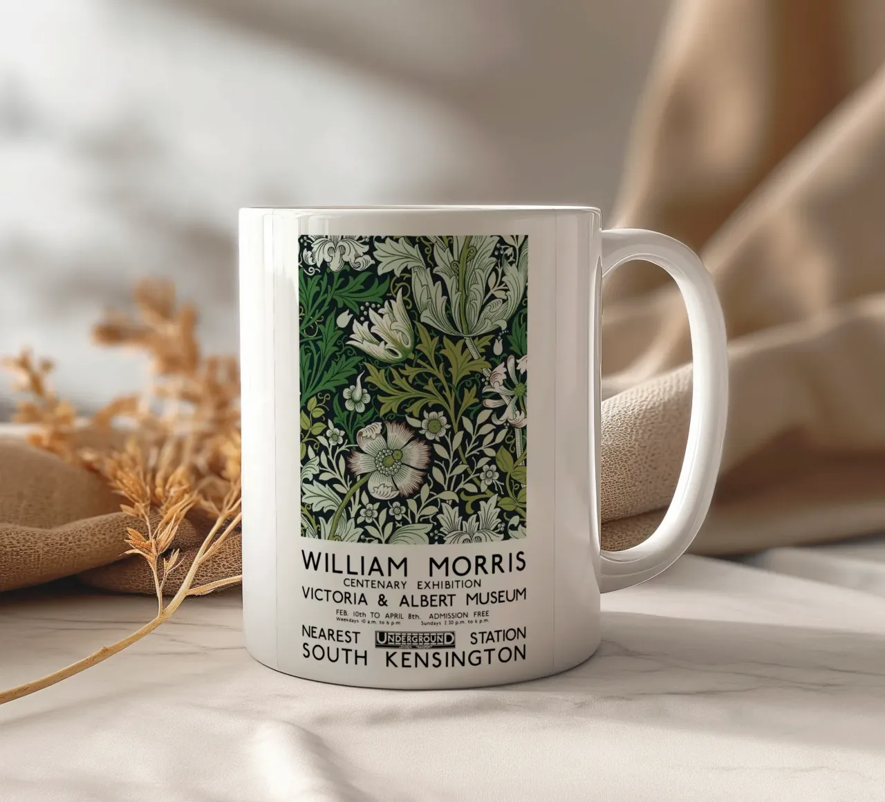 William Morris exhibition ceramic mug by guduengiseng