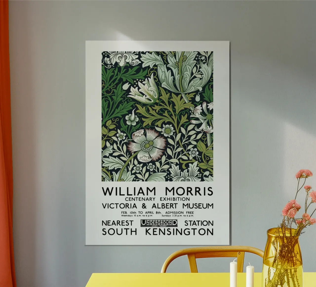 William Morris exhibition poster met kunststof frame van guduengiseng