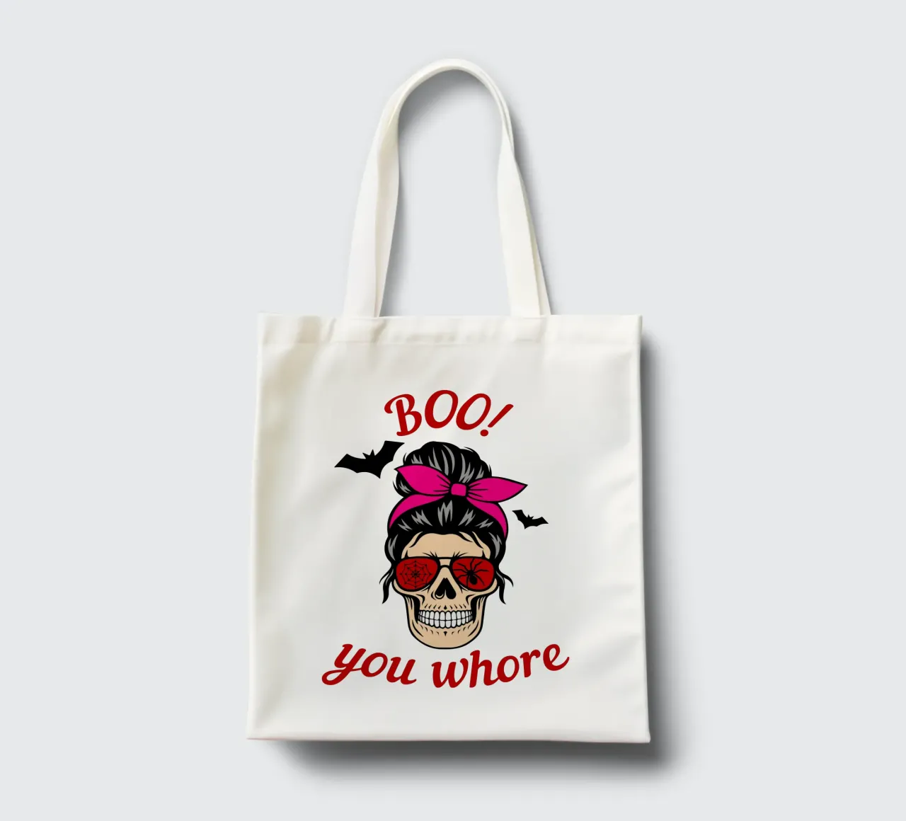 boo you whore tote bag by ersanim