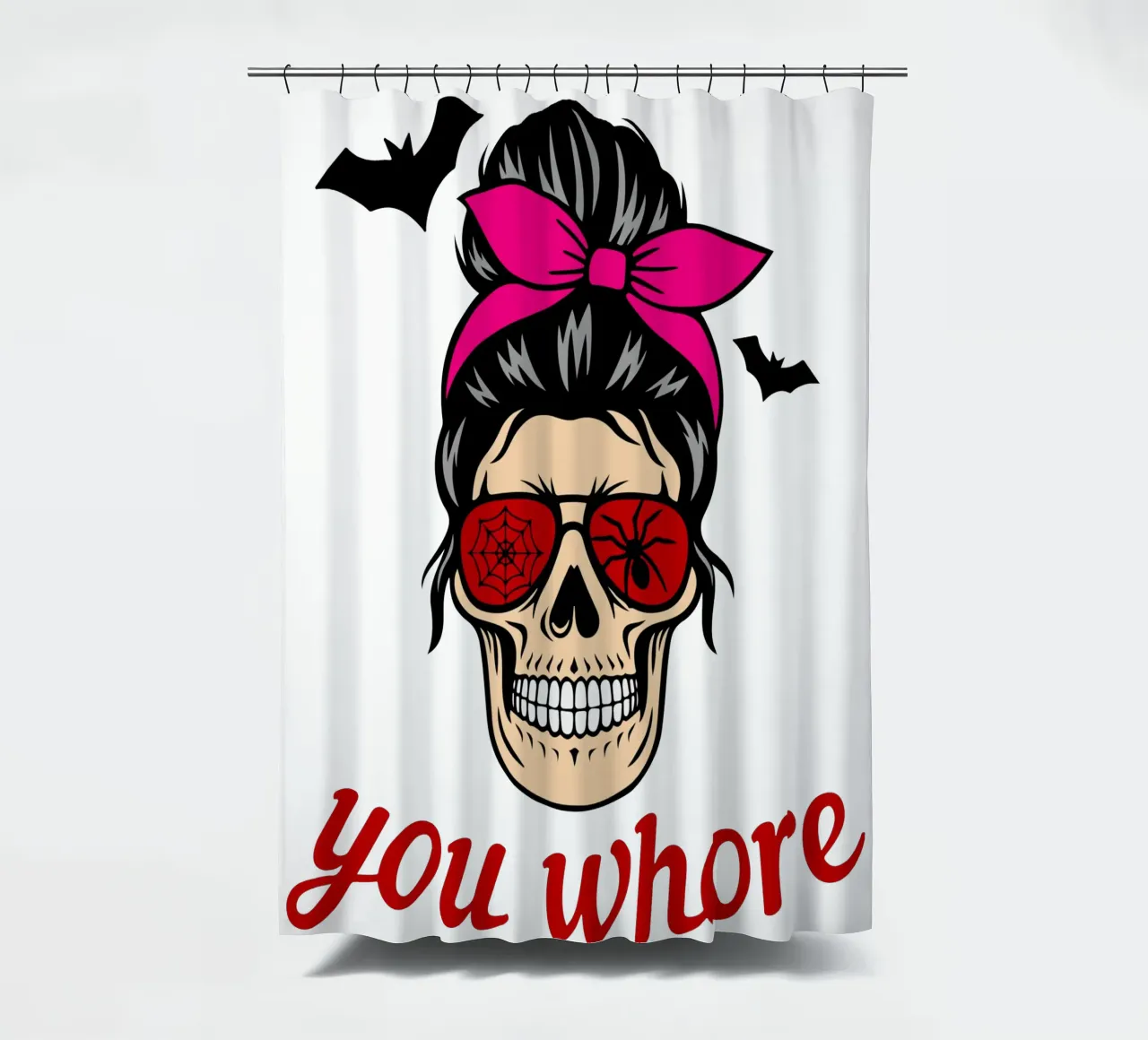 boo you whore shower curtain by ersanim