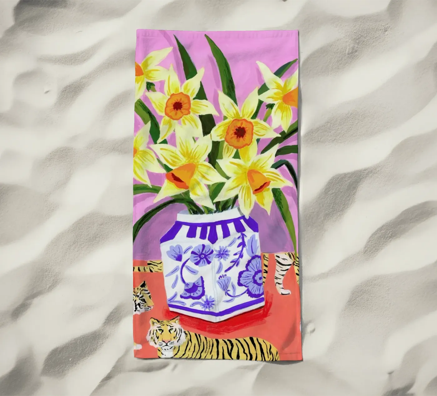 Daffodils beach towel by Sarah Gesek