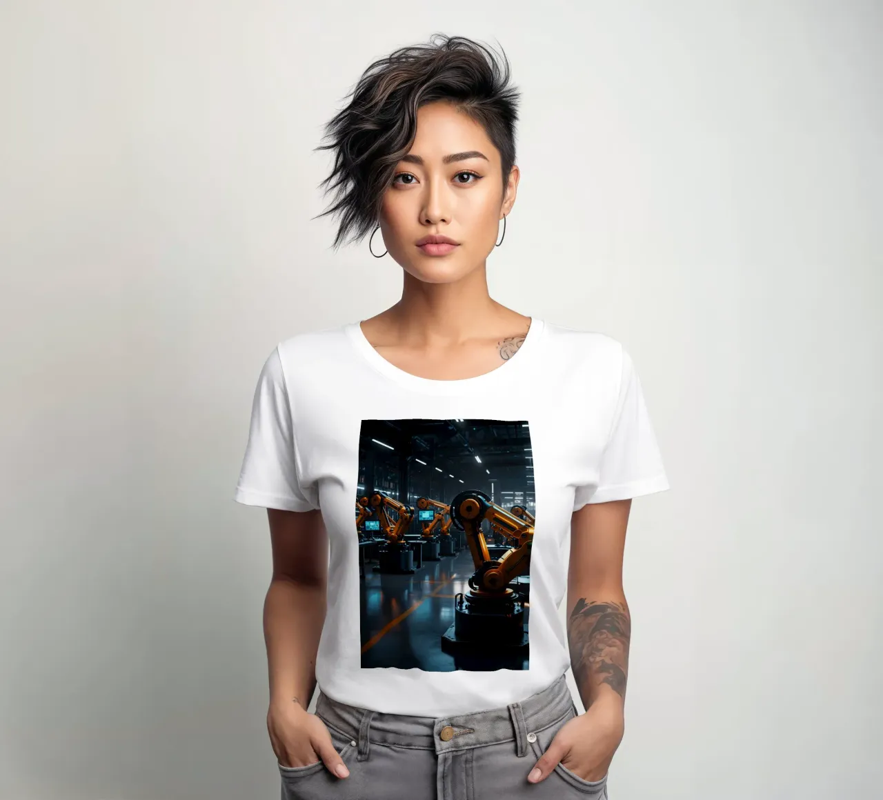 automated factory women's fitted t-shirt by van hellen