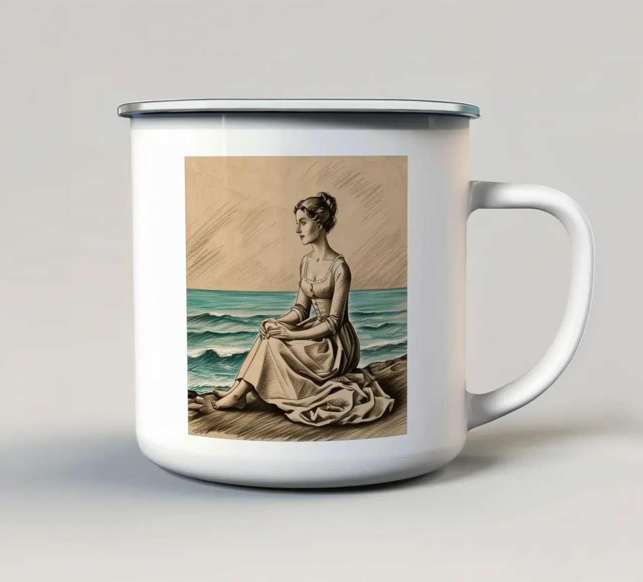 le donne e il mare tazza in smalto da van hellen