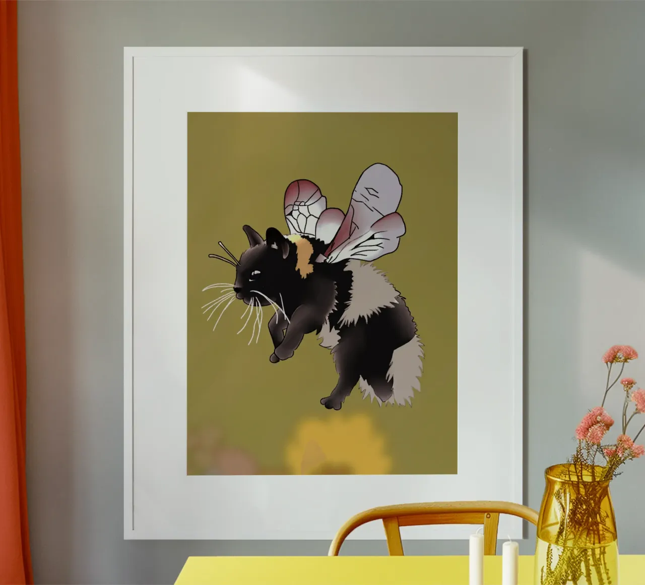 Bombo Gatto Nero poster con telaio in alluminio da lucasmeier