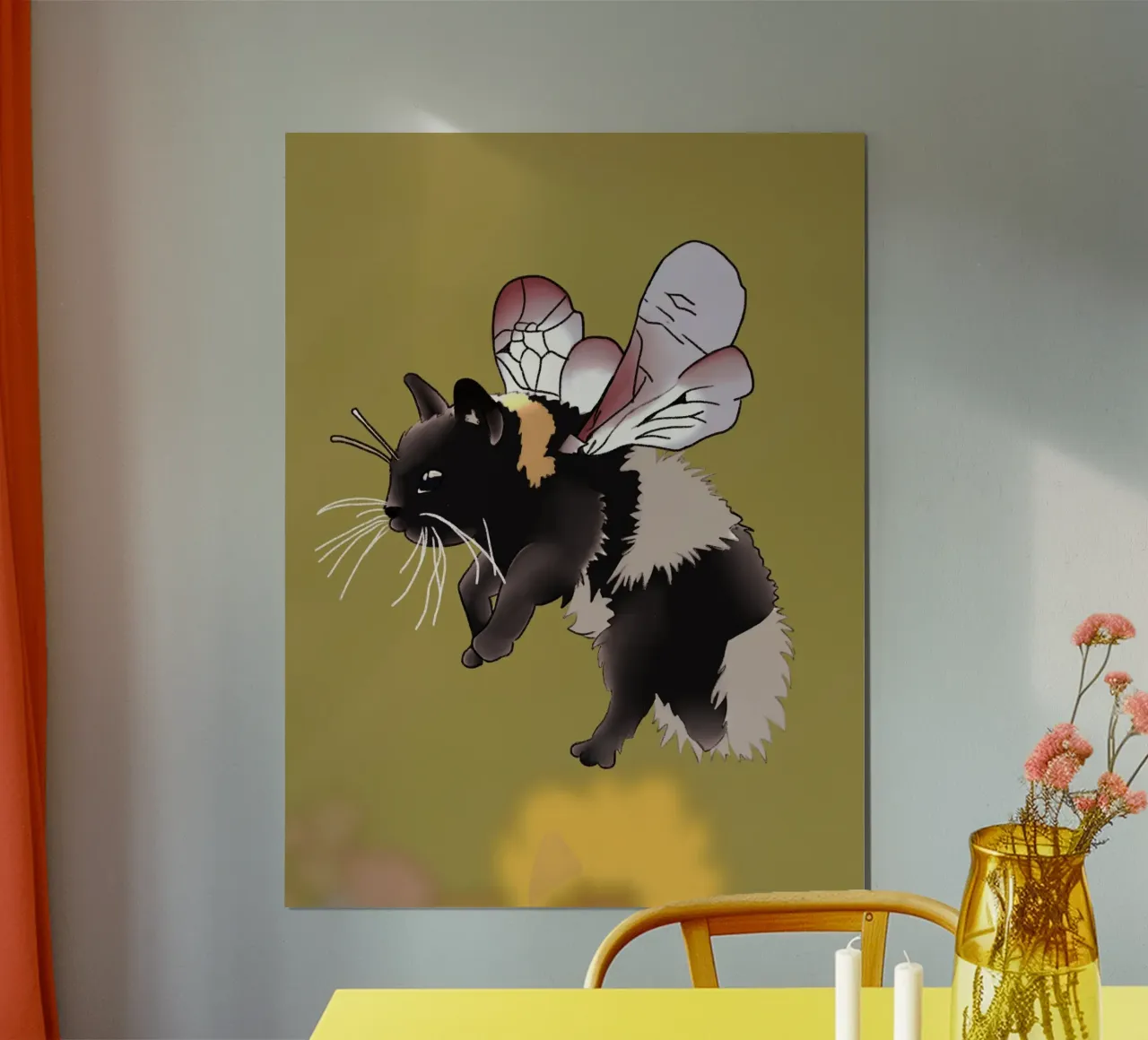 Bombo Gatto Nero poster con telaio in alluminio da lucasmeier